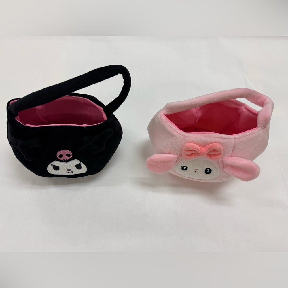Black and Pink Halloween Trick-or-Treat Plush Bags - Picture 1 of 7